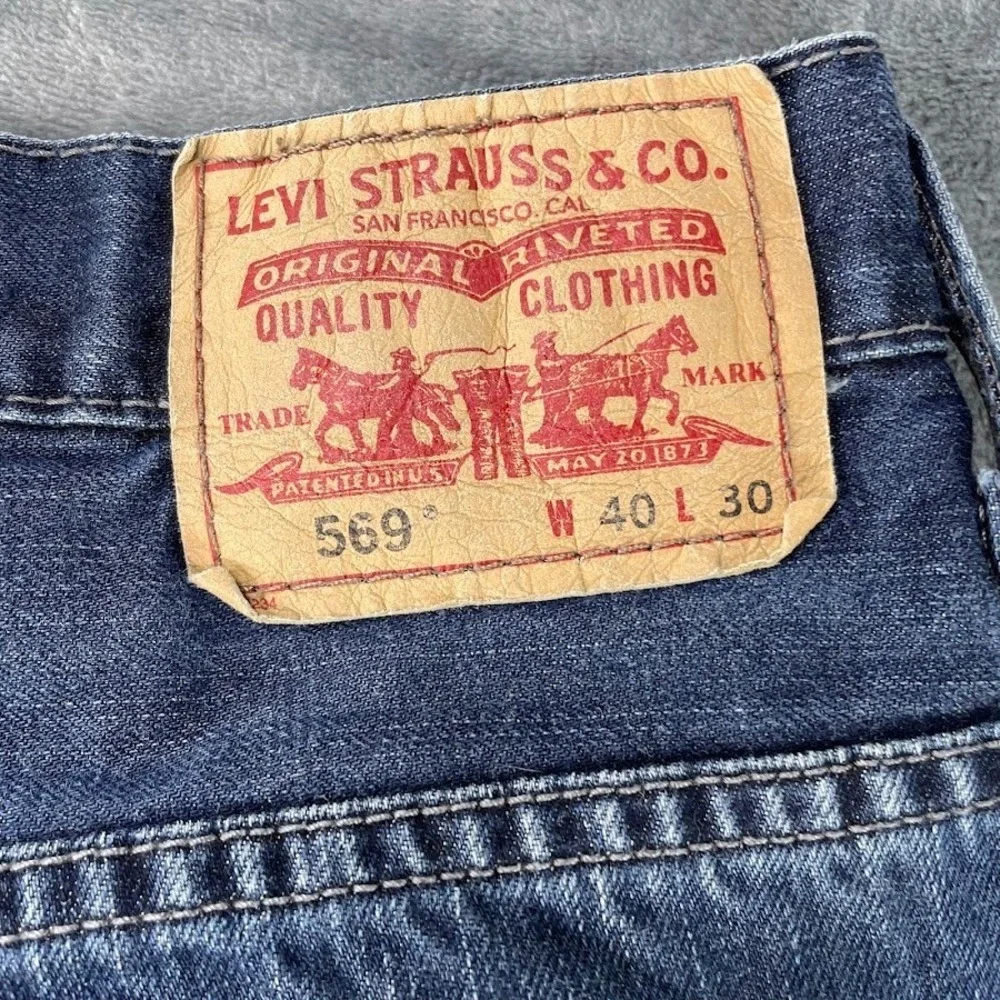 Levi Strauss 569 Loose Straight Stretch Jeans Mens 40x30‎ Dark Wash Blue Denim